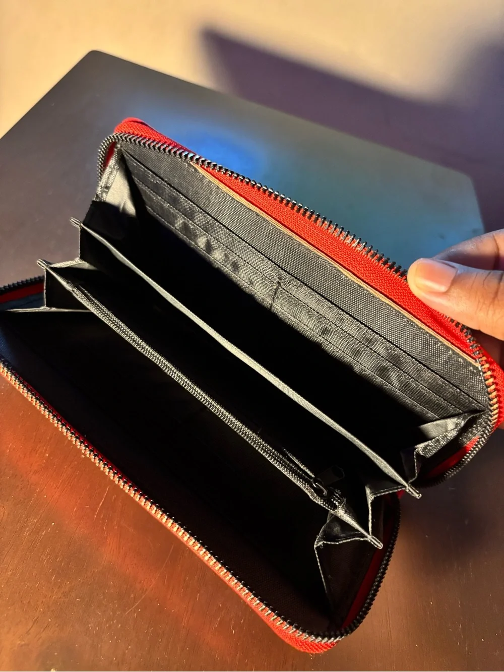 Red QUEEN Wallet | Faux Leather Zip- Around Wallet | Multiple Compartments